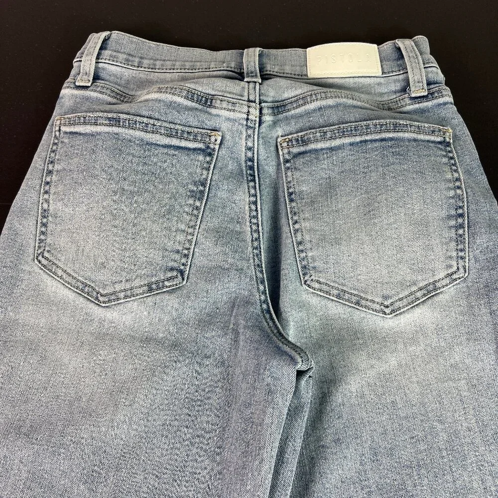 Pistola Jeans Womens Petite 26x24* Izzy Wide Leg Crop Blue Raw Hem Denim Tag 26P - Picture 10 of 16
